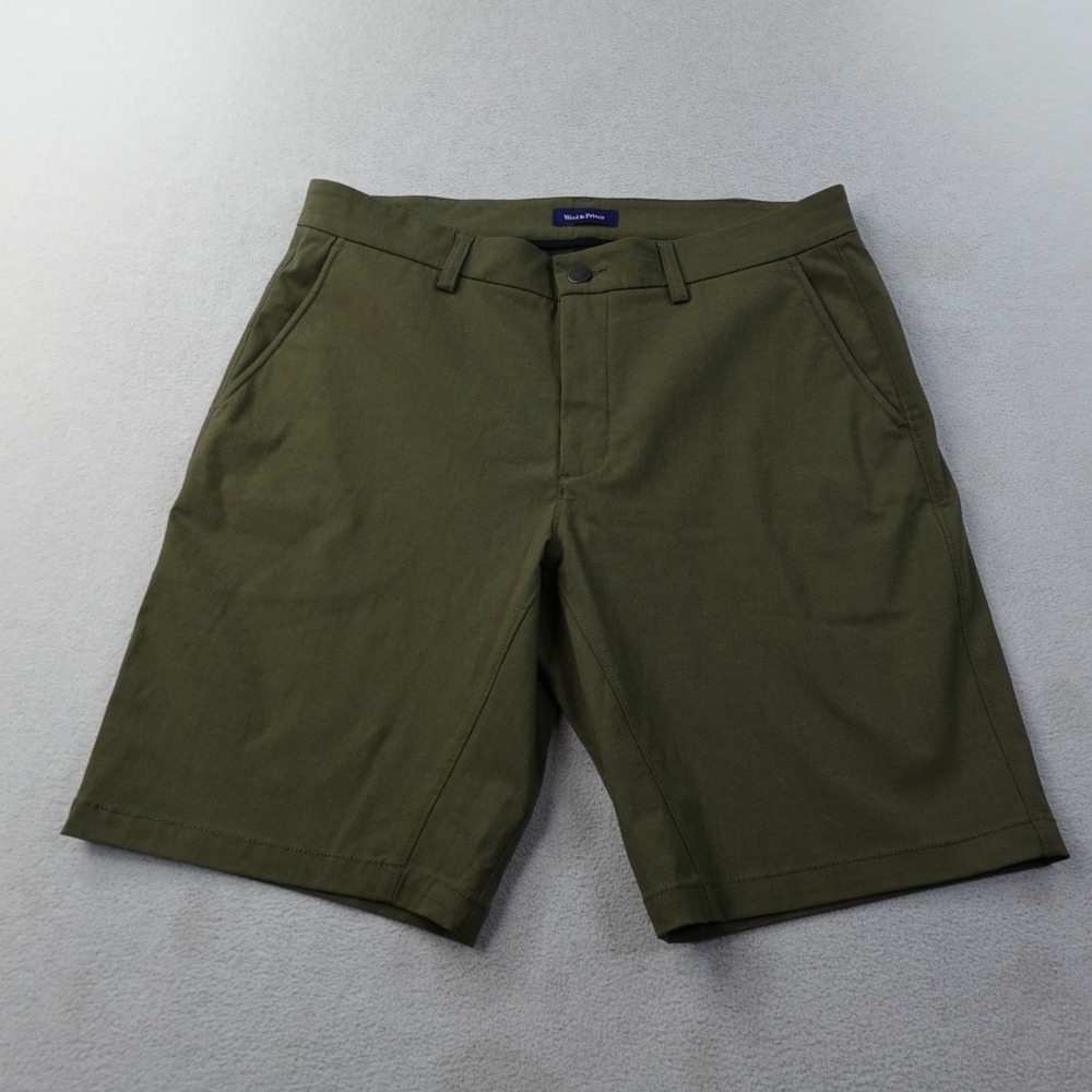 Wool & Prince Shorts Mens 33 Green 9" Wool Blend Stretch Performance Chino